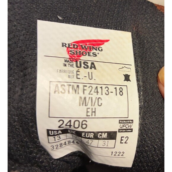 Red Wing Brown Supersole 2.0 Men's 6 Inch Safety Toe Boot-Style 2406 Size 13 - Picture 4 of 6